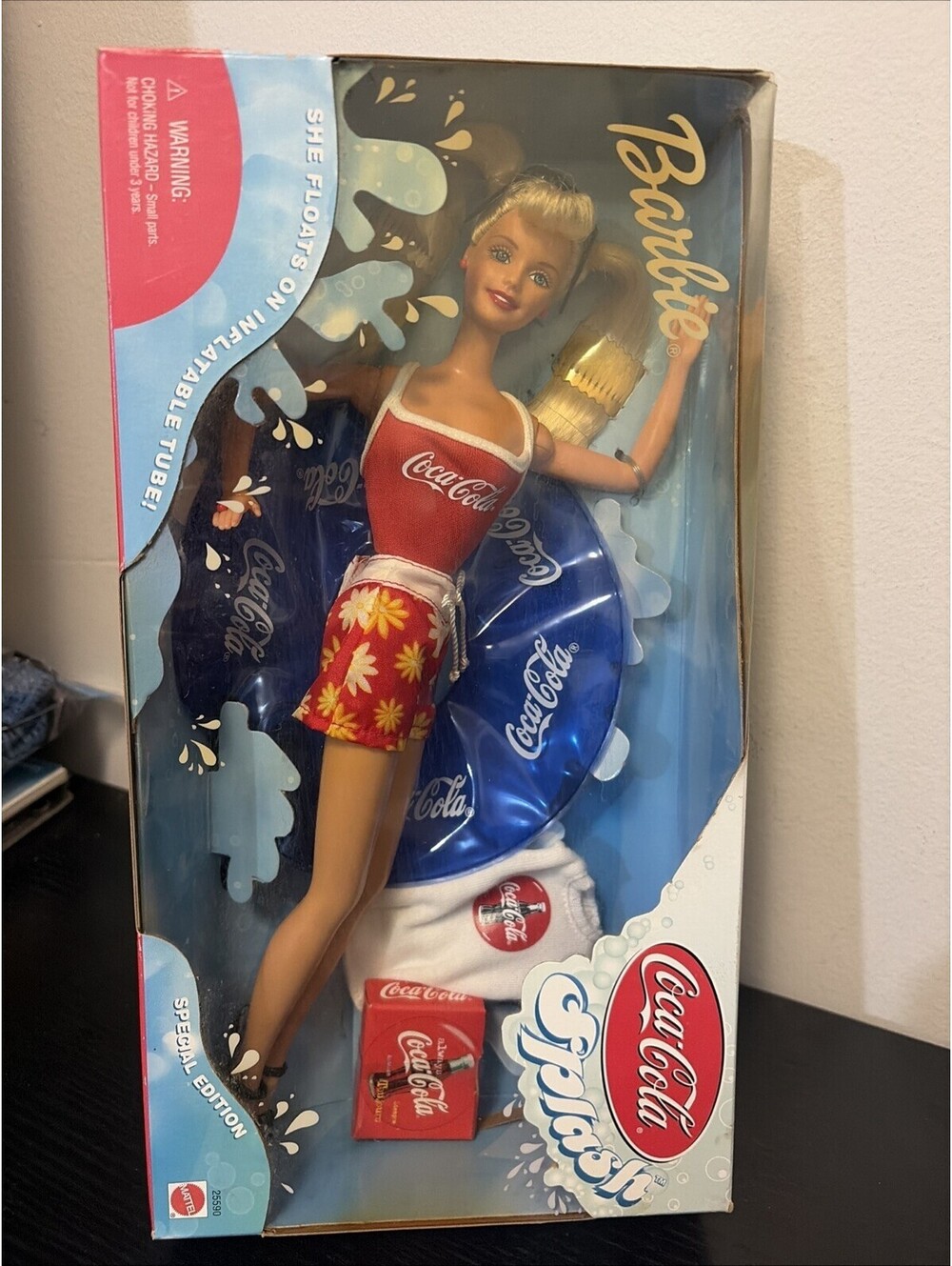 BARBIE COCA-COLA SPLASH WITH INFLATABLE TUBE! 1999 SPECIAL EDITION NEW NRFB